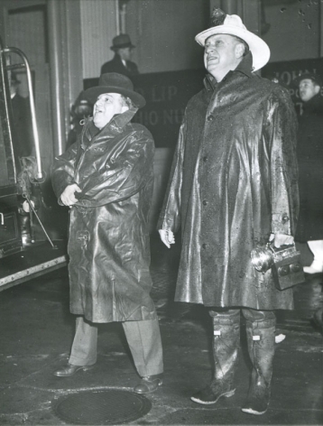 Weegee- Mayor LaGuardia and Fire Chief McElligott Watch an Early Morning Blaz